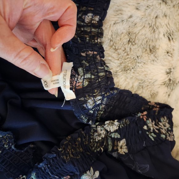 Maurices Navy Blue Floral (off shoulder-choice) Chiffon 3/4 sleeve dress XXL EUC - Picture 6 of 10